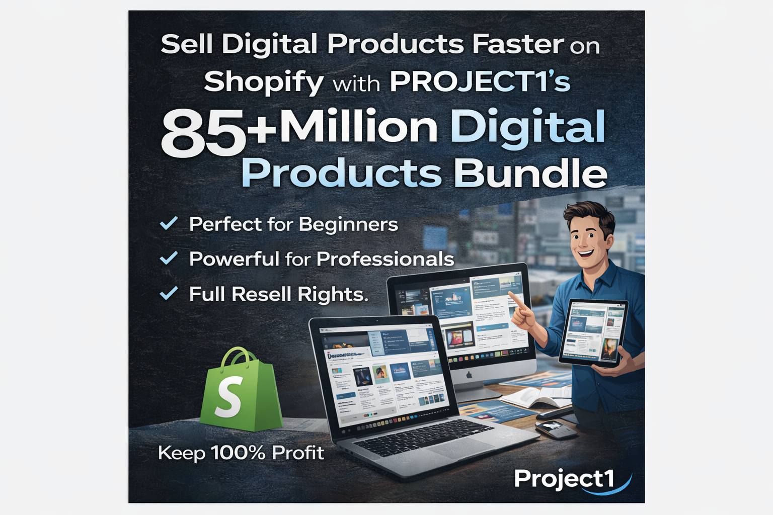 Sell Digital Products on Shopify South Africa | PROJECT1 85 Million Bundle